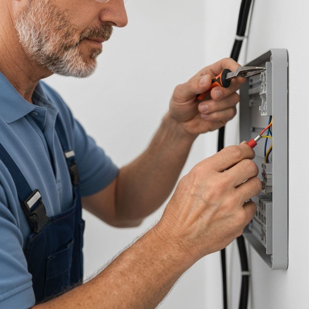 Electrician running new copper cable during a rewire